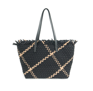 BLACK BEIGE WOVEN BAG