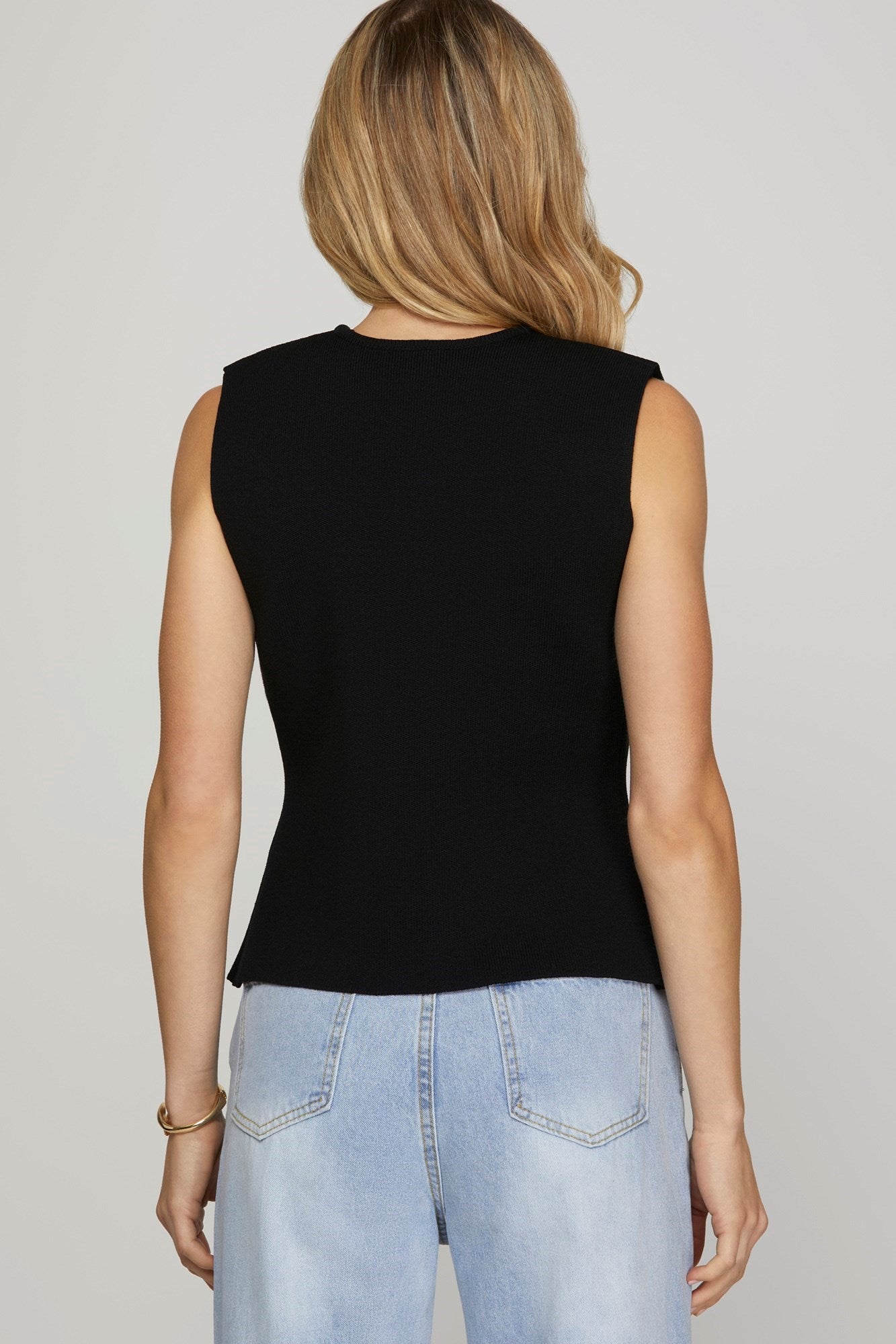 SLEEVELESS GOLD BUTTON SWEATER VEST