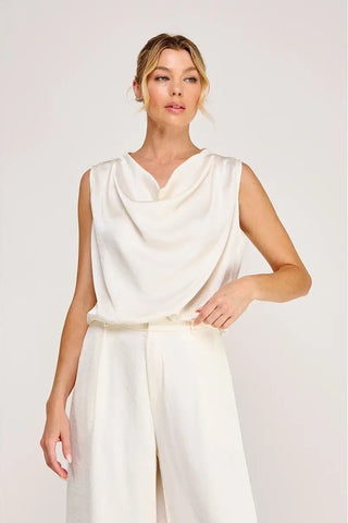 SATIN DRAPED NECK TOP