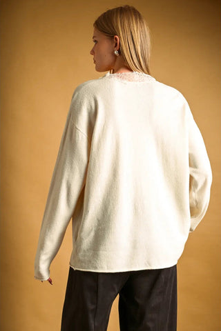 COZY CHARM LACE SWEATER IN CREAM