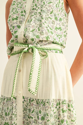 BLAIR MIXED MEDIA FLARED MIDI SKIRT