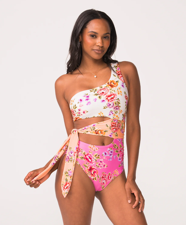 ONE SHOULDER CUTOUT ONE PIECE