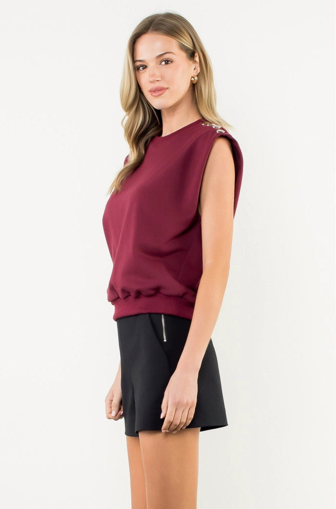 RUBY TOP SLEEVELESS BUTTON SHOULDER