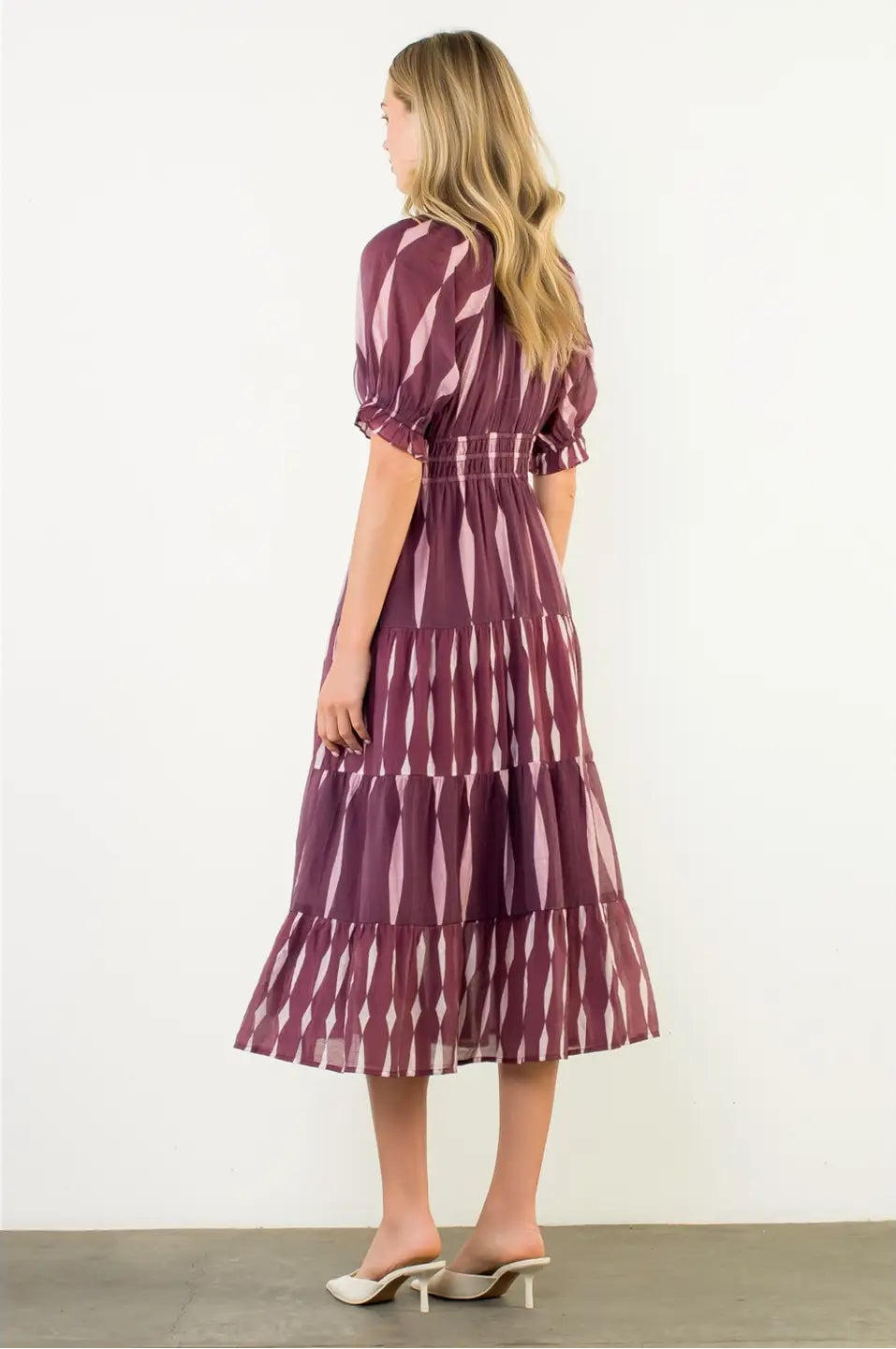 AURORA DRESS TIE NECK TIERED
