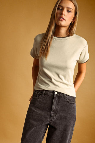 DOUBLE LAYERED LOOK SHORT SLEEVE TOP