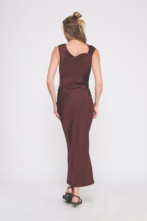 DAKOTA DRAPED SHOULDER RING MIDI DRESS