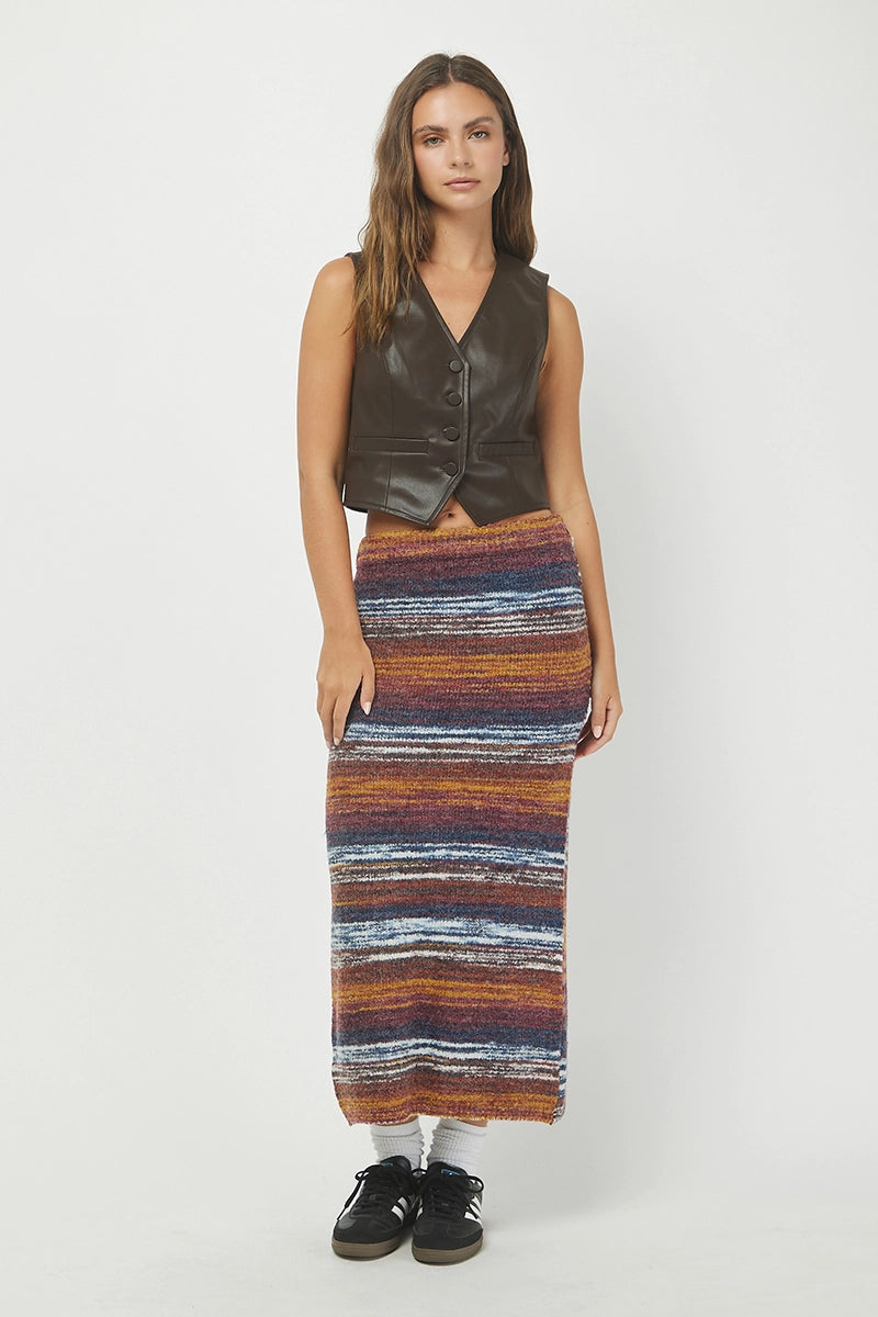 SPACE DYE BOUCLE SWEATER MIDI SKIRT