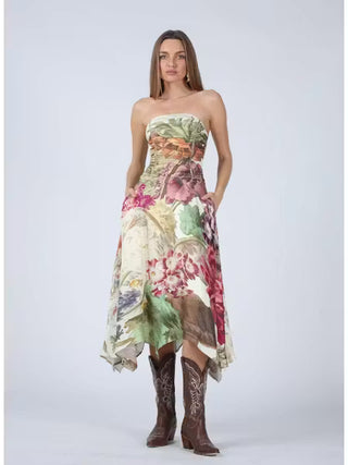 JOSEPHINE STRAPLESS MIDI DRESS