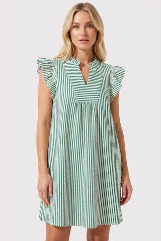 AVA STRIPED RUFFLE DRESS