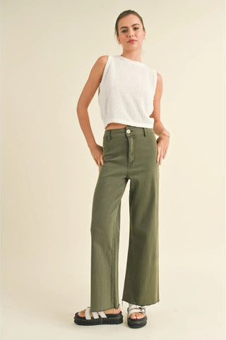 STRAIGHT WIDE LEG DENIM PANTS