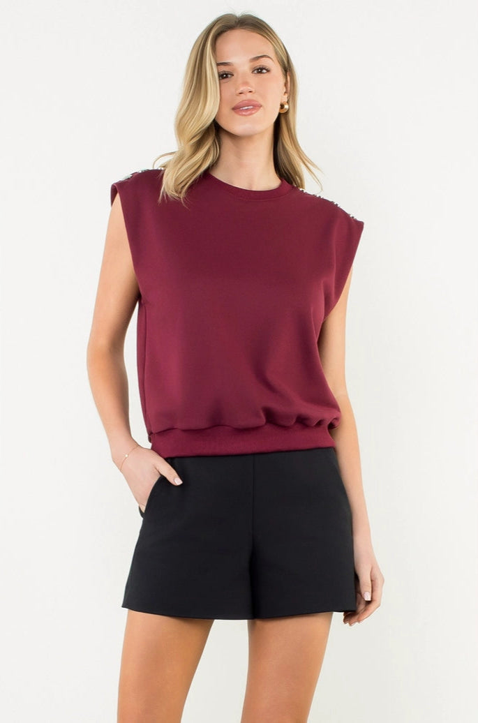 RUBY TOP SLEEVELESS BUTTON SHOULDER