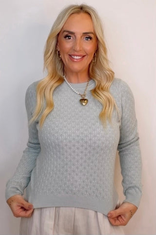 SAGE WHISPER POINTELLE SWEATER