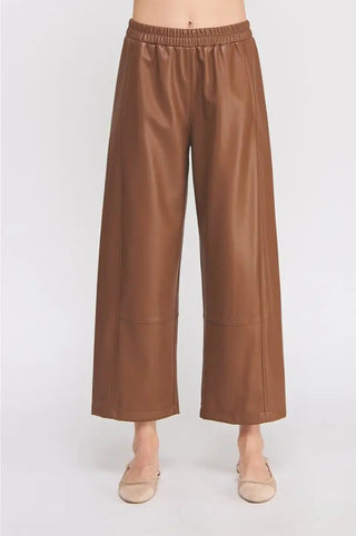 Brown leather pants on a white background
