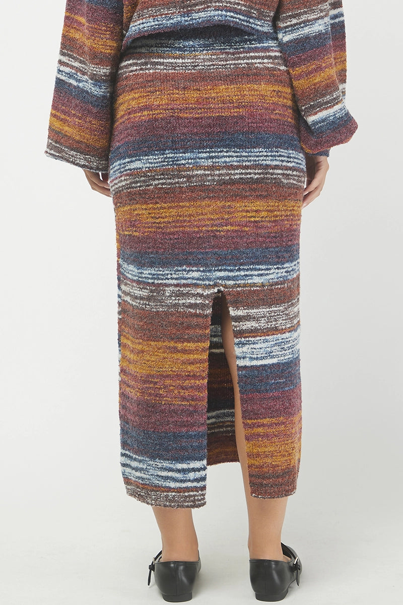 SPACE DYE BOUCLE SWEATER MIDI SKIRT