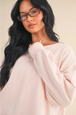 MINERAL WASH CUTOUT BACK SWEATSHIRT