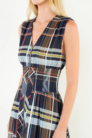 THE HAMPTONS PLAID MIDI DRESS