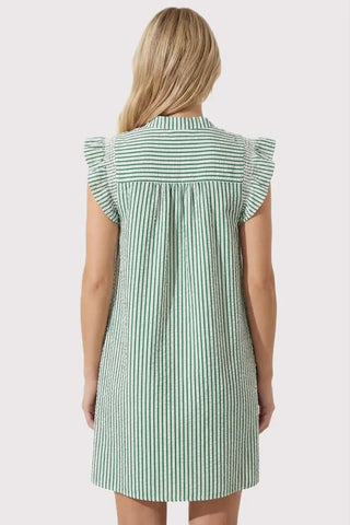 AVA STRIPED RUFFLE DRESS