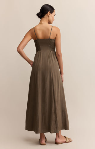 ANGEL EYES dress side view showing flattering midi length