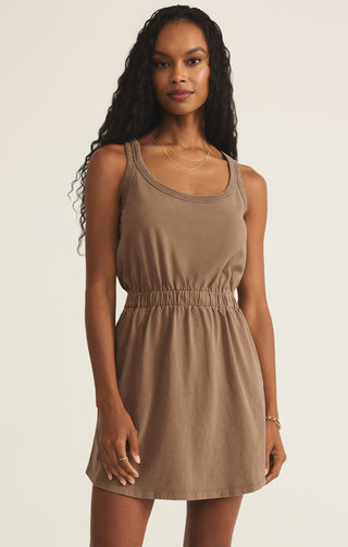 A sleeveless, beige mini dress with a scoop neck STMT BOUTIQUE 
