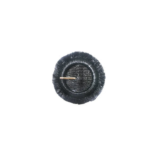 Round black brush with a metal pin on a white background