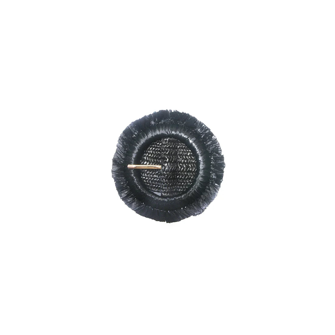 Round black brush with a metal pin on a white background
