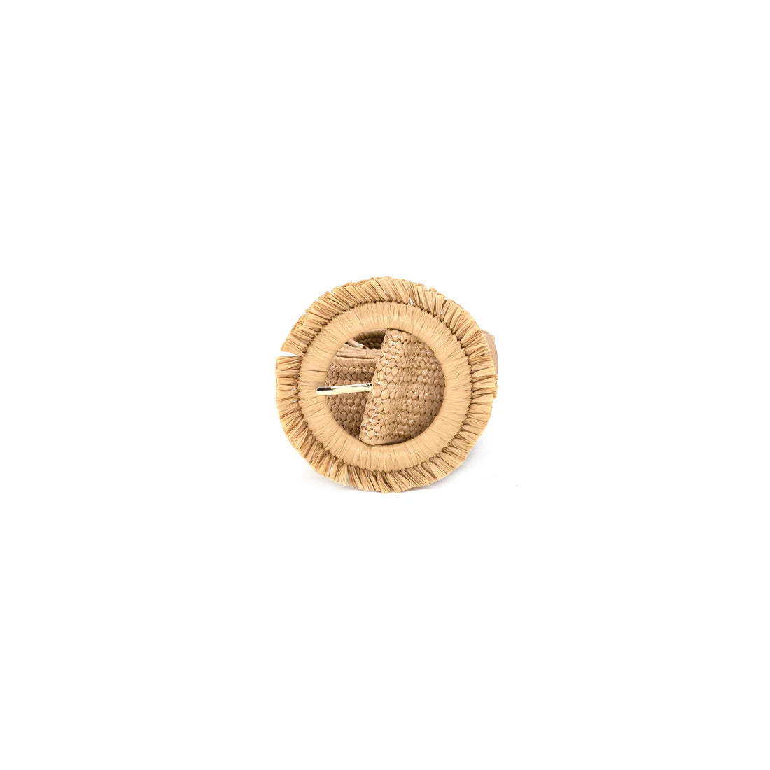 Round woven decorative item on a white background