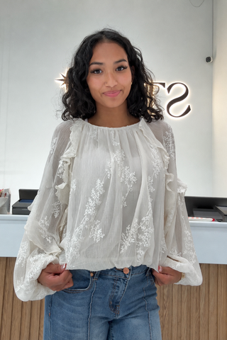 EMBROIDERED WOVEN BLOUSE