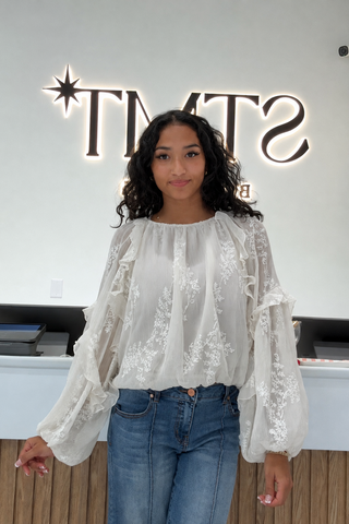 EMBROIDERED WOVEN BLOUSE