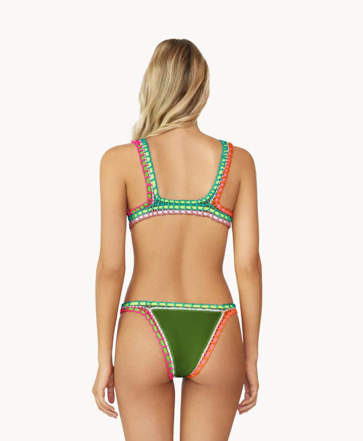 Cotton slacks mid rise back view 