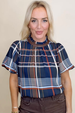 AUTUMN CHARM PLAID BLOUSE