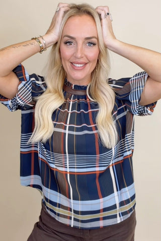 AUTUMN CHARM PLAID BLOUSE
