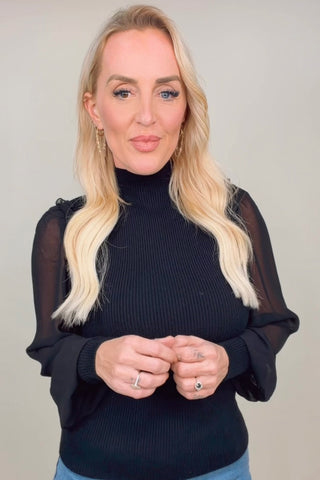 TWILIGHT BLOUSE WITH SHEER SLEEVES