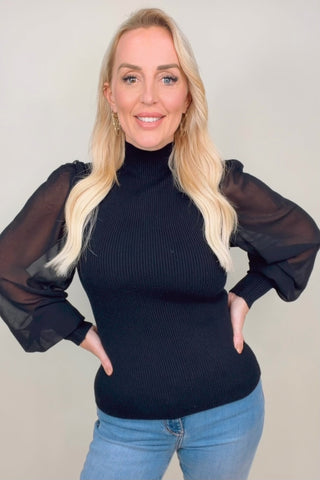 TWILIGHT BLOUSE WITH SHEER SLEEVES