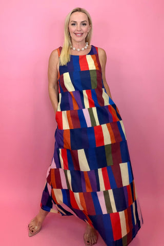 COLOR STORY GEOMETRIC MAXI DRESS