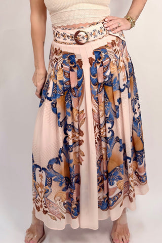 SEA GARDEN SCARF SOFT PINK MAXI SKIRT