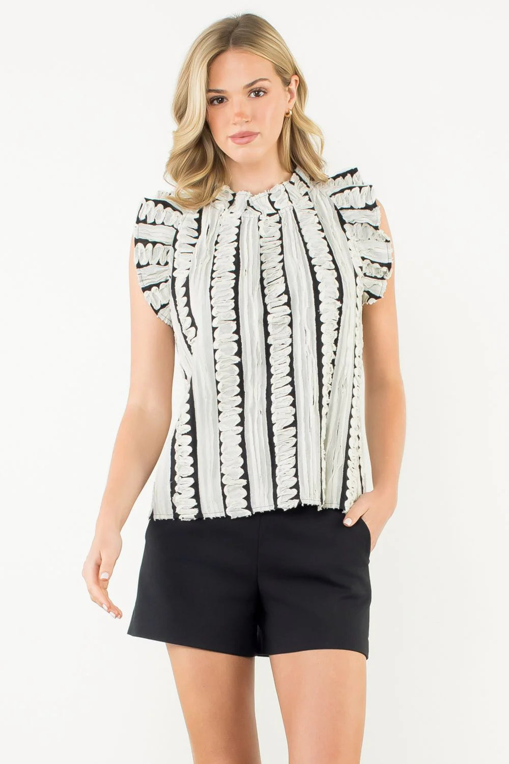 ELLIE SHIRT EMBROIDERED FLUTTER STRIPE