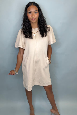 IVORY LANE SUEDE SHIFT DRESS