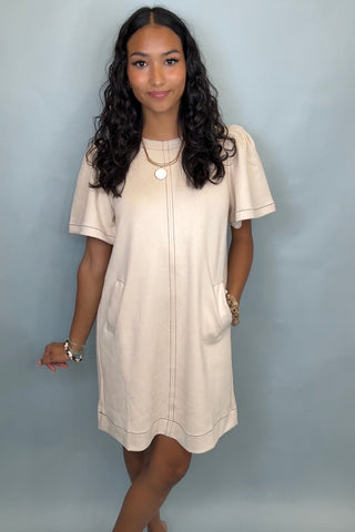 IVORY LANE SUEDE SHIFT DRESS