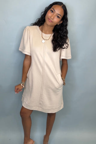 IVORY LANE SUEDE SHIFT DRESS