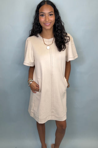 IVORY LANE SUEDE SHIFT DRESS