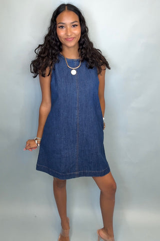 BLUE BELLE DENIM SHIFT DRESS