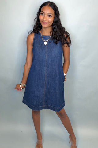 BLUE BELLE DENIM SHIFT DRESS