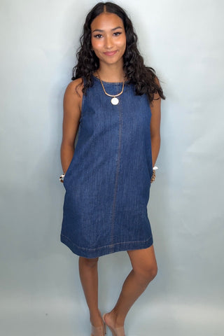 BLUE BELLE DENIM SHIFT DRESS