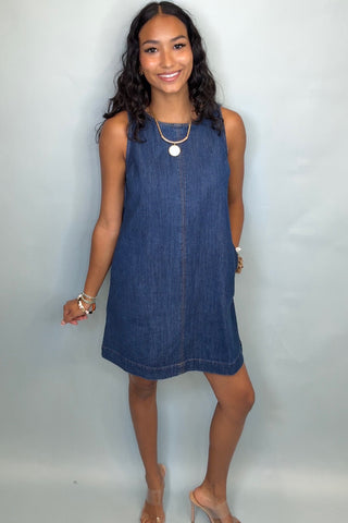 BLUE BELLE DENIM SHIFT DRESS