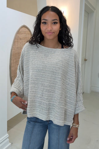 BRUSHED STRIPE DOLMAN TOP
