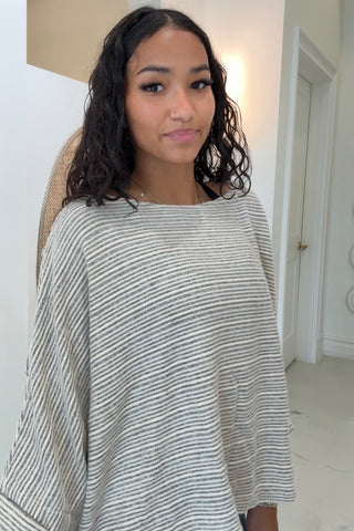 BRUSHED STRIPE DOLMAN TOP