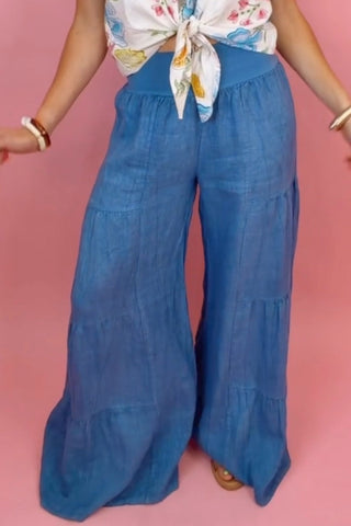 LINEN TIERED PALAZZO PANT