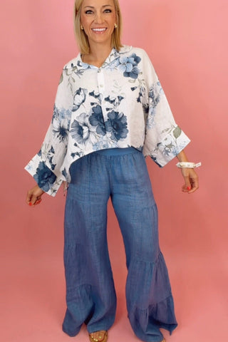 LINEN TIERED PALAZZO PANT