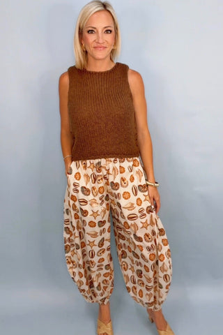 MARINE SHELLS SAND BALOON PANTS