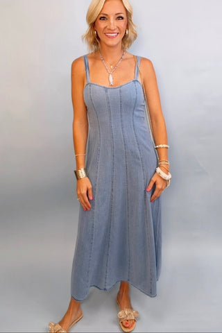 LEONORA INDIGO MIDI DRESS